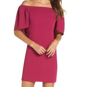 Trina Turk Zeal Off The Shoulder Raspberry Dress